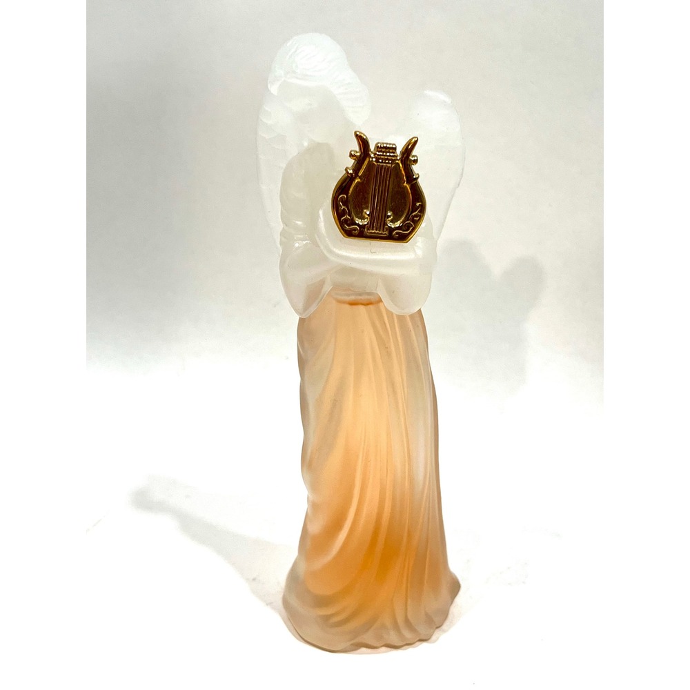 Vintage Avon Soft Musk Cologne Frosted Glass Angel Decanter 90ml Gold Lyre